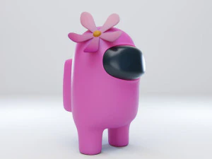 among us flower hat character 3D Model