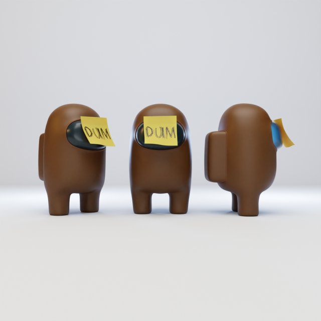 among us dum sticky note character 3D Model .c4d .max .obj .3ds .fbx .stl .blend 