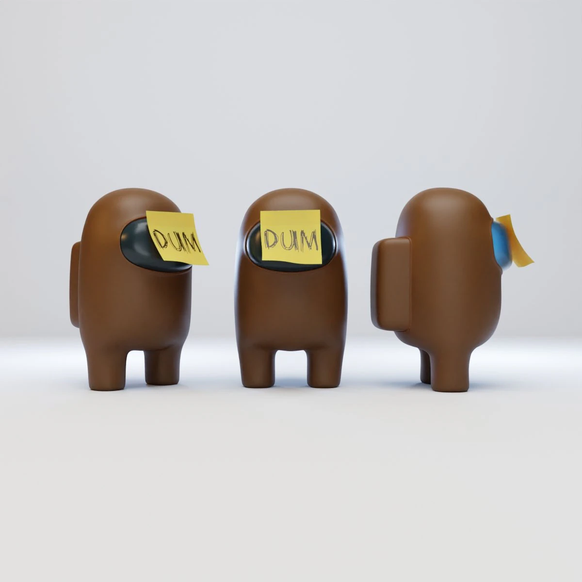 among us dum sticky note character 3D Model .c4d .max .obj .3ds .fbx .stl .blend 