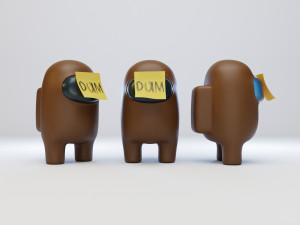 among us dum sticky note character 3D Model