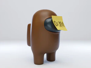among us dum sticky note character 3D Model