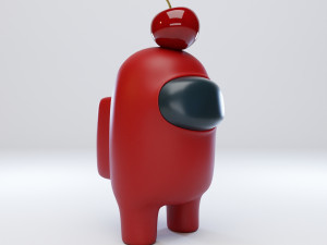 among us cherry hat character 3D 모델