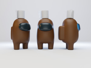 among us toilet paper hat character 3D Model