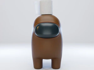 among us toilet paper hat character 3D Model