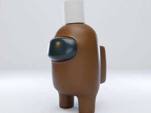 among us toilet paper hat character 3D Model