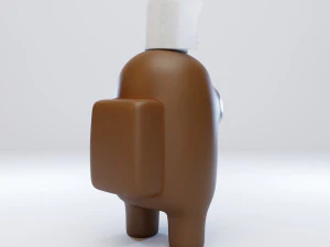 among us toilet paper hat character 3D Model
