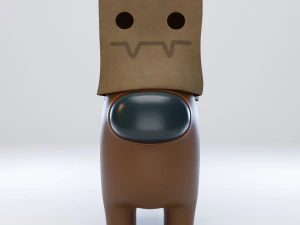 among us spooky paper bag character 3D Model