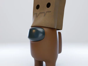 among us spooky paper bag character 3D Model