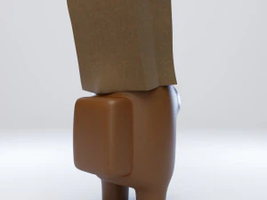among us spooky paper bag character 3D Model