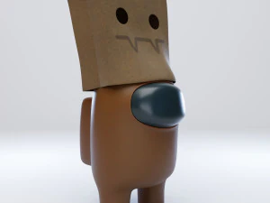among us spooky paper bag character 3D Model