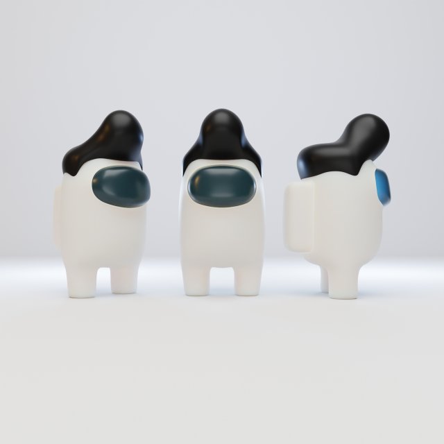 among us pompadour character Modelo 3D .c4d .max .obj .3ds .fbx .stl .blend 