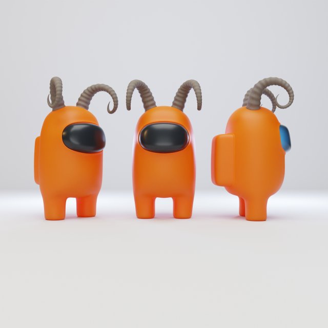 among us ram horns character Model 3D .c4d .max .obj .3ds .fbx .stl .blend 