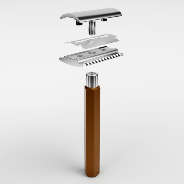 hexagon safety razor Model 3D .c4d .max .obj .3ds .fbx .stl .blend 