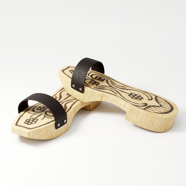 wooden clogs Model 3D .c4d .max .obj .3ds .fbx .stl .blend 