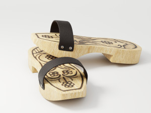 wooden clogs Model 3D