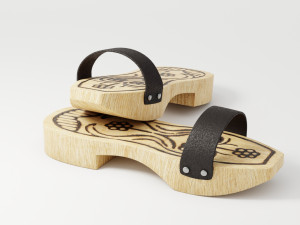 wooden clogs Model 3D