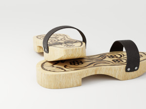 wooden clogs Model 3D