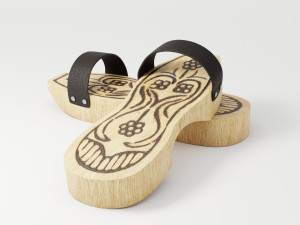 wooden clogs Model 3D