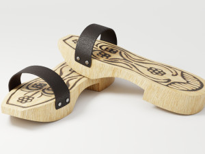 wooden clogs Model 3D