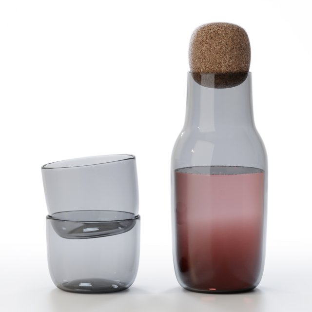 corky carafe and glass set 3D Model .c4d .max .obj .3ds .fbx .stl .blend 