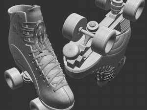 moxi rainbow rider roller skates monochrome Modello 3D