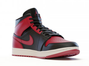 nike air jordan 1 mid banned Modelo 3D