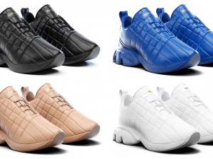 Burberry Quilted Leather Classic Sneakers in 4 Colours 3D Model