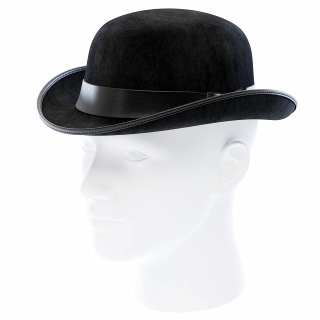 Bowler Hat 3D Модель .c4d .max .obj .3ds .fbx .stl .blend 