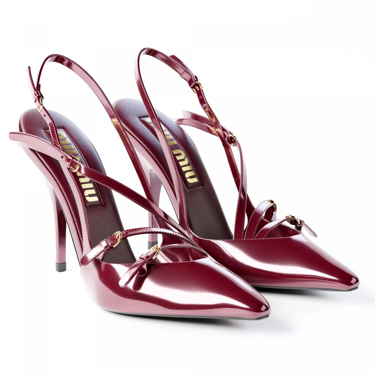Miu Miu Patent Leather Slingbacks with Buckles 3D Model .c4d .max .obj .3ds .fbx .stl .blend 