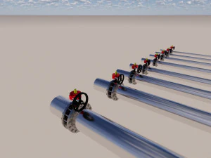 par&aacute;metro de v&aacute;lvula de mariposa con bridas contra incendios Modelo 3D