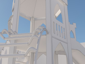 one tower slide game complex Model 3D