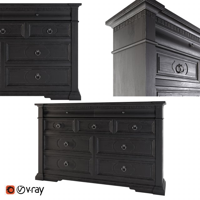 charleston dresser 3D 模型 .c4d .max .obj .3ds .fbx .stl .blend