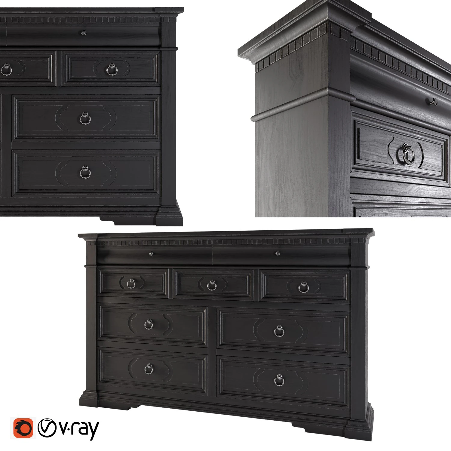 charleston dresser 3D Model .c4d .max .obj .3ds .fbx .stl .blend 