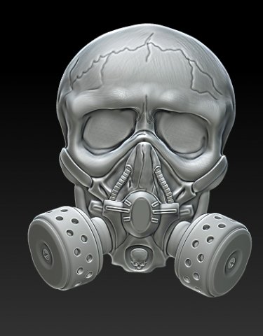 skull in a gas mask Free 3D Print Model in Signs and Logos 3DExport