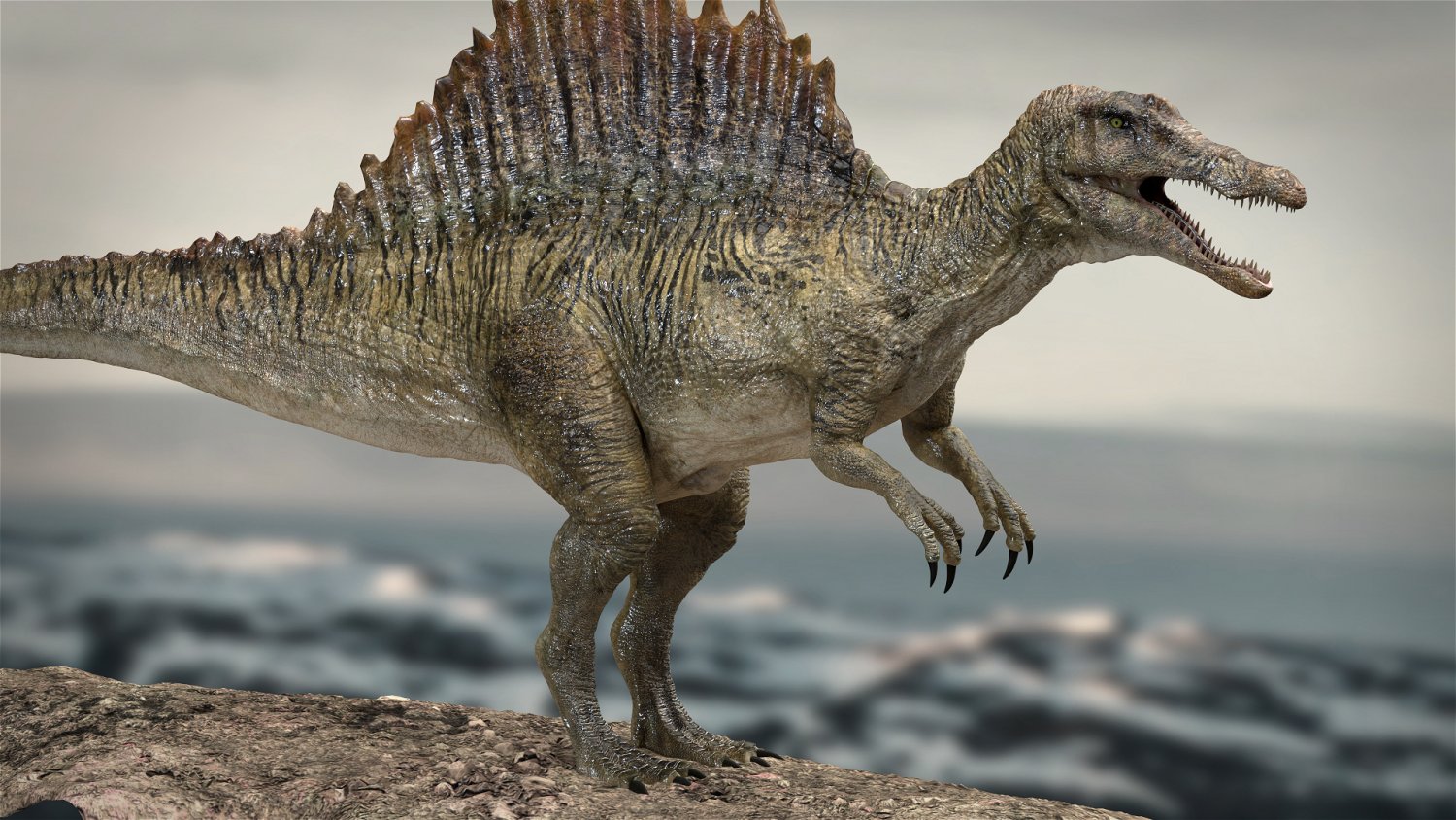 Спинозавр квадропедальный с плоским хвостом