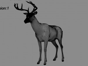 deer fur rigged animated Modèle 3D