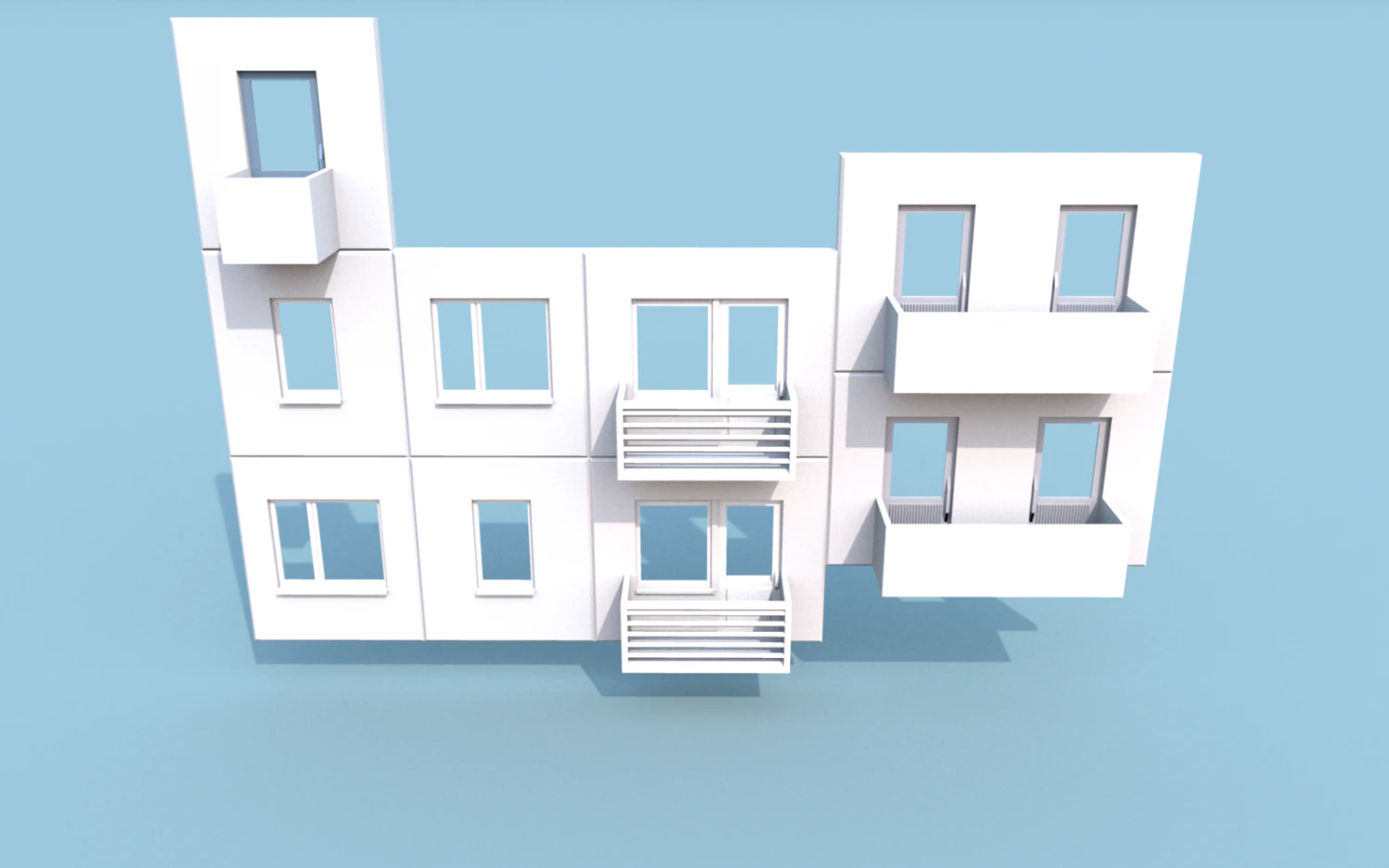 Pain&eacute;is de parede modulares para habita&ccedil;&atilde;o socialista Modelo 3D .c4d .max .obj .3ds .fbx .stl .blend 
