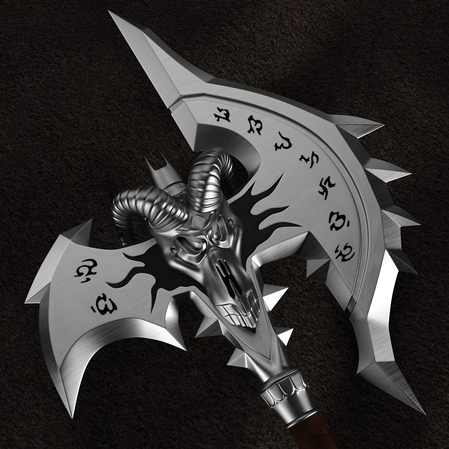wow shadowmourne the legendary two-handed axe 3D Model .c4d .max .obj .3ds .fbx .stl .blend