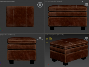 old leather ottoman 3D मॉडल