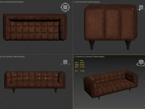 old leather sofa 3D Model