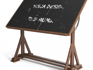 drafting table with black board Modello 3D