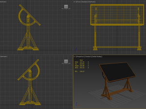 drafting table with black board Modello 3D