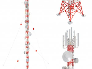 радіощогла - антенна вежа зв'язку 3D Модель