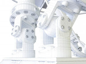 3d satelite dish on hexapod platform 3D-Modell