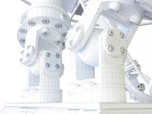 3d satelite dish on hexapod platform 3D Model