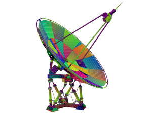 3d satelite dish on hexapod platform 3D-Modell