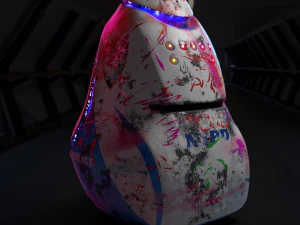 3D NYPD K5 Robot Cop Vandalized - clean texture included 3D Model