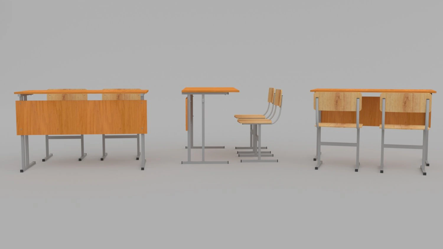 school desk 3D Model .c4d .max .obj .3ds .fbx .stl .blend 
