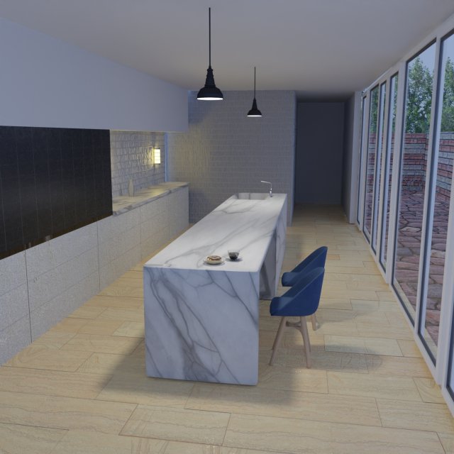 kitchen room with hdr lights and donut with hot coffee cup 3D Model .c4d .max .obj .3ds .fbx .stl .blend 