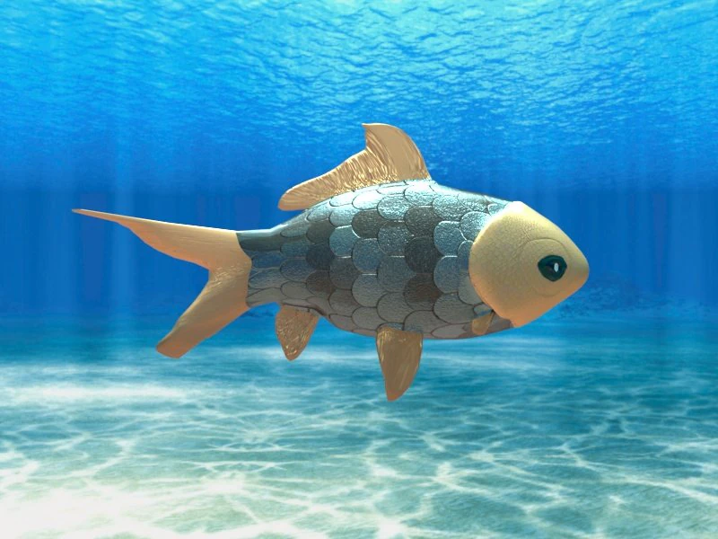 metal non-realistic fish 3D Model .c4d .max .obj .3ds .fbx .stl .blend 
